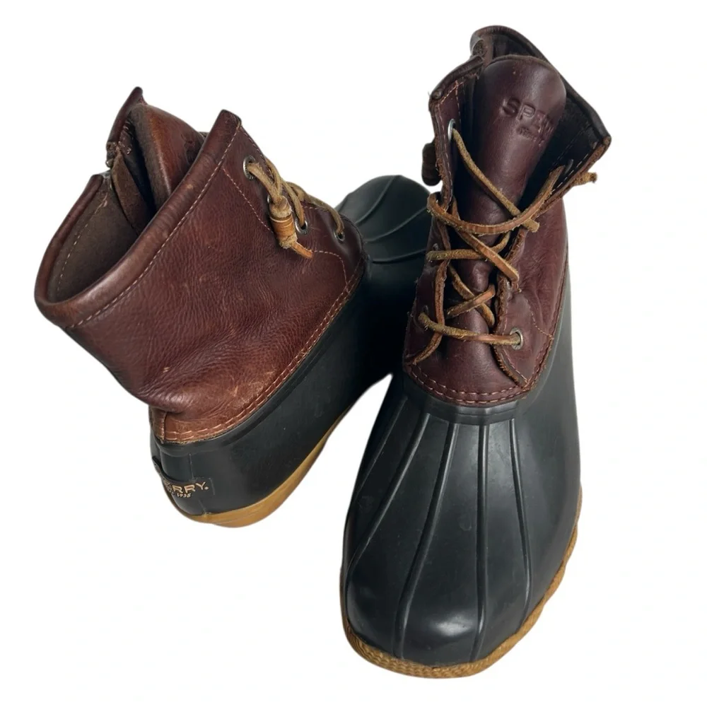 Sperry Top Sider Saltwater Duck Boots Women’s 7M  Brown Rain Snow Boot STS91176